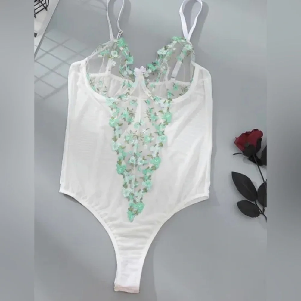 New Floral Sheer Secret Garden Bodysuit - Picture 3 of 5